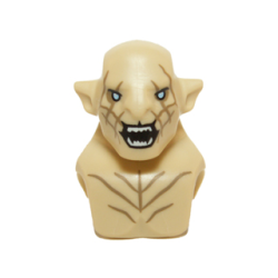 Minifigure, Head, Modified Azog with Dark Tan Markings on Face and Chest, Light Blue Eyes and Wide Open Mouth Pattern Minifigure, Head, Modified Azog with Dark Tan Markings on Face and Chest, Light Blue Eyes and Wide Open Mouth Pattern