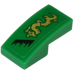 Slope, Curved 2 x 1 x 2/3 with Gold Dragon and Black Jagged Line Pattern Model Right Side (Sticker) - Set 71700 Slope, Curved 2 x 1 x 2/3 with Gold Dragon and Black Jagged Line Pattern Model Right Side (Sticker) - Set 71700