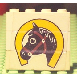 Stickered Assembly 4 x 1 x 3 with Horse Head and Horseshoe Pattern (Sticker) - Set 6379 - 3 Brick 1 x 4 Stickered Assembly 4 x 1 x 3 with Horse Head and Horseshoe Pattern (Sticker) - Set 6379 - 3 Brick 1 x 4