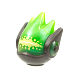 Minifigure, Head, Modified Alien with Satin Trans-Bright Green Face and Spikes and Yellowish Green Dots on Forehead Pattern Minifigure, Head, Modified Alien with Satin Trans-Bright Green Face and Spikes and Yellowish Green Dots on Forehead Pattern
