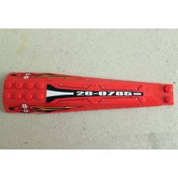 Wedge 16 x 4 Triple Curved with Reinforcements with White '26-0785' and Red Skull with White Stripes over Flames Pattern (Stickers) - Set 8863 Wedge 16 x 4 Triple Curved with Reinforcements with White '26-0785' and Red Skull with White Stripes over Flames Pattern (Stickers) - Set 8863