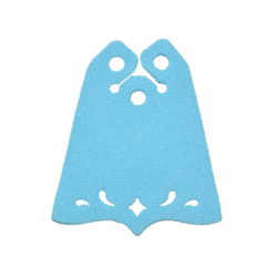 Mini Doll, Cape Cloth, Friends, Center Point at Bottom, 3 Small Top Holes and Swirl and Diamond Shaped Holes - Spongy Stretchable Fabric - Medium Azure