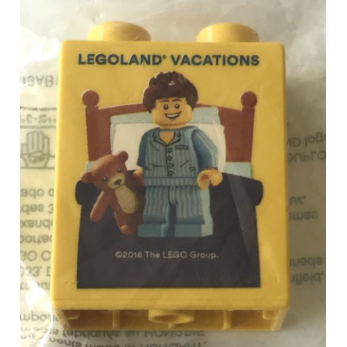 Деталь LEGO 4066pb742 Duplo, Brick 1 x 2 x 2 with Sleepyhead LEGOLAND Vacations 2018 Pattern