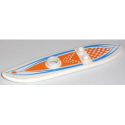 Minifigure, Utensil Surfboard Long with Orange and Blue Pattern (Stickers) - Set 7739