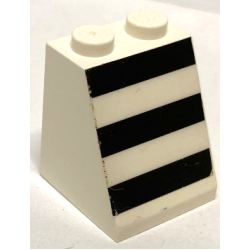 Slope 65 2 x 2 x 2 without Bottom Tube with 3 Horizontal Black Stripes Pattern Middle (Sticker) - Set 1554