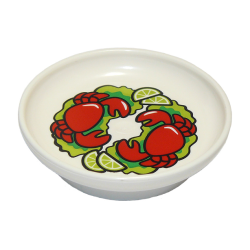 Duplo Utensil Dish 3 x 3 with Steamed Red Crabs and Lime Slices on Lettuce Leaves Pattern