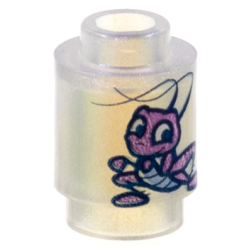 Brick, Round 1 x 1 with Medium Lavender Insect with Bright Light Blue Abdomen Pattern (Mulan Cri-Kee the Cricket)