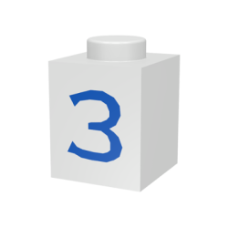Brick 1 x 1 with Blue Number 3 Pattern
