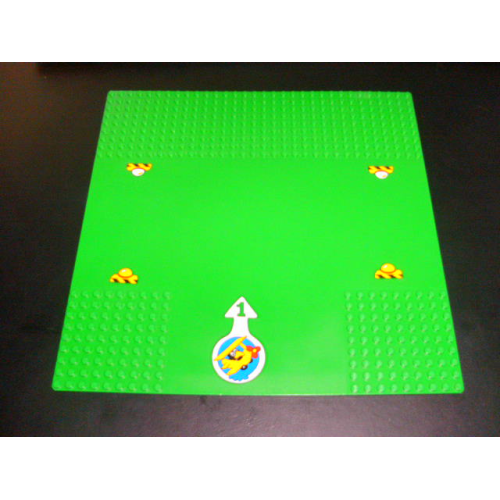 Деталь LEGO 608pb01 Baseplate, Road 32 x 32 9-Stud T Intersection with Landing Lights and Arrow with Number 1 and Airplane Pattern (Stickers) - Set 3671