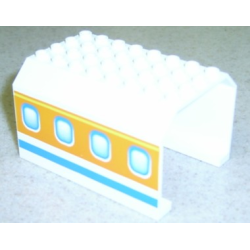 Aircraft Fuselage Middle Angular Top 6 x 8 x 4 with Windows on Blue, Orange, and Yellow Stripes Pattern Aircraft Fuselage Middle Angular Top 6 x 8 x 4 with Windows on Blue, Orange, and Yellow Stripes Pattern