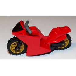 Motorcycle Sport Bike with Black Windshield Pattern, Black Frame, Pearl Gold Wheels and Dark Bluish Gray Handlebars