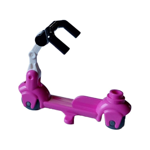 Деталь LEGO 36273c05 Kick Scooter with Dark Bluish Gray Wheels, White Steering Link, and Black Angular Handlebars (36273 / 3464 / 30377 / 98397)