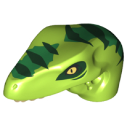 Dinosaur Head Raptor with Pin Hole with Tan Teeth and Dark Green Stripes and Green Markings Pattern Dinosaur Head Raptor with Pin Hole with Tan Teeth and Dark Green Stripes and Green Markings Pattern