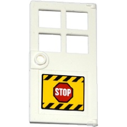 Door 1 x 4 x 6 with 4 Panes and Stud Handle with 'STOP' Sign and Black and Yellow Danger Stripes on Yellow Background Pattern (Sticker) - Set 60076 Door 1 x 4 x 6 with 4 Panes and Stud Handle with 'STOP' Sign and Black and Yellow Danger Stripes on Yellow Background Pattern (Sticker) - Set 60076