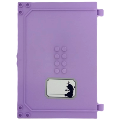 Деталь LEGO 65196pb08 Container, Book Cover Half, 16 x 12 x 2 2/3 (Storybook Adventures) with Name Label with Dark Blue Olaf Silhouette on White Background Pattern (Sticker) - Set 43175