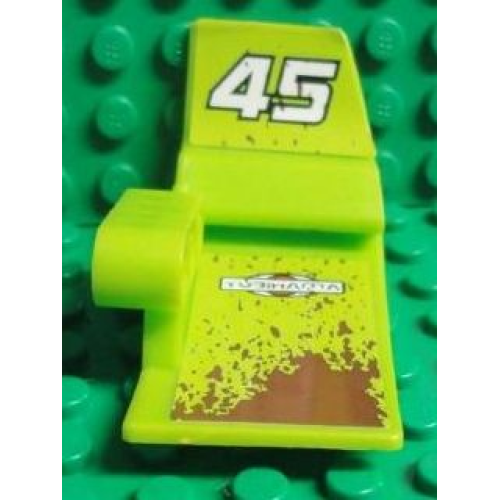 Деталь LEGO 61071pb002 Technic, Panel Car Mudguard Left with 'YUBIHAMA', White '45', Reddish Brown Mud Splashes on Inside Pattern (Stickers) - Set 8492