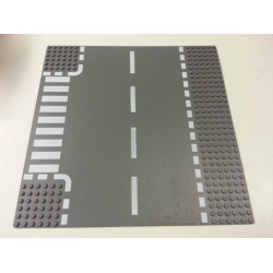 Baseplate, Road 32 x 32 6-Stud T Intersection with White Dashed Lines and Crosswalk Pattern Baseplate, Road 32 x 32 6-Stud T Intersection with White Dashed Lines and Crosswalk Pattern