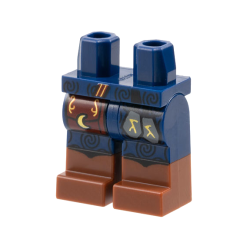 Hips and Legs with Molded Reddish Brown Lower Legs / Boots and Printed Black Spirals, Dark Red Pouch with Gold Moon, Dark Bluish Gray Stones Pattern Hips and Legs with Molded Reddish Brown Lower Legs / Boots and Printed Black Spirals, Dark Red Pouch with Gold Moon, Dark Bluish Gray Stones Pattern