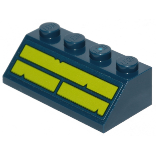 Деталь LEGO 3037pb054 Slope 45 2 x 4 with Three Lime Stripes with Cut Out Edges Pattern (Sticker) - Set 70839