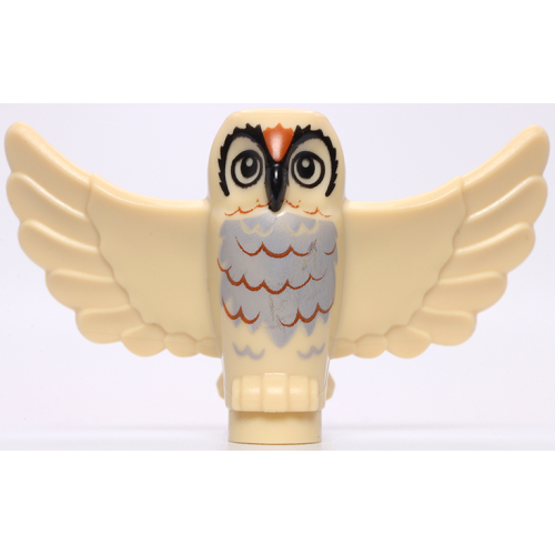 Деталь LEGO 67632pb03 Owl, Spread Wings with Black Beak and Eyes, Light Bluish Gray Chest, Dark Orange Forehead and Rippled Feathers Pattern (BAM)