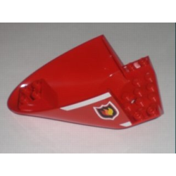 Aircraft Fuselage Aft Section Curved Bottom 6 x 10 with Fire Logo Pattern on Both Sides (Stickers) - Set 7206