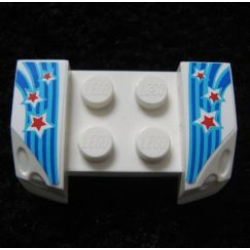 Vehicle, Mudguard 2 x 4 with Headlights Overhang with Red Stars Pattern on Both Sides (Stickers) - Set 9094