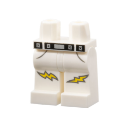 Hips and Legs with Black Belt, Silver Trim, Dark Bluish Gray Pockets Outlines, Yellow Lightning on Knees Pattern