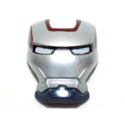 Minifigure, Visor Top Hinge with Silver Face Shield, White Eyes and Dark Red Trim Pattern