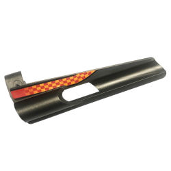 Technic, Panel Fairing # 8 Small Long, Large Hole, Side B with Small Red and Orange Checkered Pattern (Sticker) - Set 8473 Technic, Panel Fairing # 8 Small Long, Large Hole, Side B with Small Red and Orange Checkered Pattern (Sticker) - Set 8473