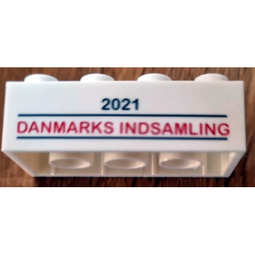 Деталь LEGO 3001pb192 Brick 2 x 4 with '2021 DANMARKS INDSAMLING' Pattern