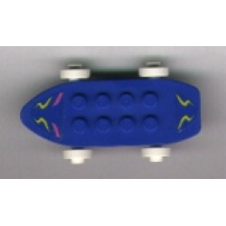 Fabuland Skateboard with White Wheels with Decorative Swishes Pattern (Stickers) - Set 5870