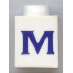 Brick 1 x 1 with Blue Capital Letter M Pattern (Serif Font) Brick 1 x 1 with Blue Capital Letter M Pattern (Serif Font)