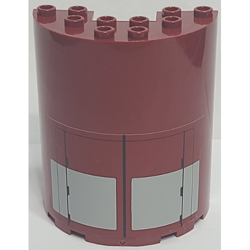 Деталь LEGO 87926pb011 Cylinder Half 3 x 6 x 6 with 1 x 2 Cutout with Black Lines and Light Bluish Gray Rectangles Pattern (Sticker) - Set 75025