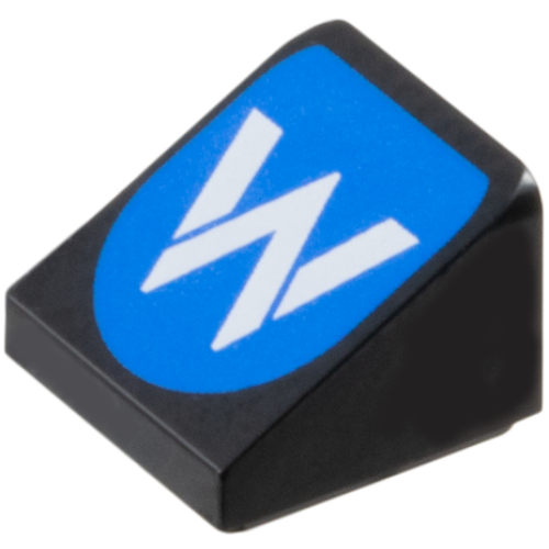 Деталь LEGO 54200pb132 Slope 30 1 x 1 x 2/3 with Williams Formula 1 Logo Stylized White Capital Letter W on Blue Background Pattern