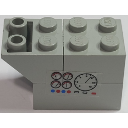 Stickered Assembly 4 x 2 x 2 with Gauges and Buttons Pattern on Both Sides (Stickers) - Set 6614 - 1 Brick 2 x 3, 1 Brick 2 x 2, 1 Slope Inverted 2 x 2