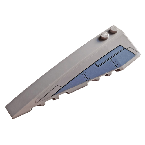 Деталь LEGO 50955pb043 Wedge 10 x 3 Left with Sand Blue Armor Plates Pattern (Sticker) - Set 76107