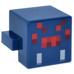 Creature Head Pixelated with Red and Dark Red Face and Light Bluish Gray Fangs Pattern (Minecraft Spider) - Dark Blue Creature Head Pixelated with Red and Dark Red Face and Light Bluish Gray Fangs Pattern (Minecraft Spider) - Dark Blue