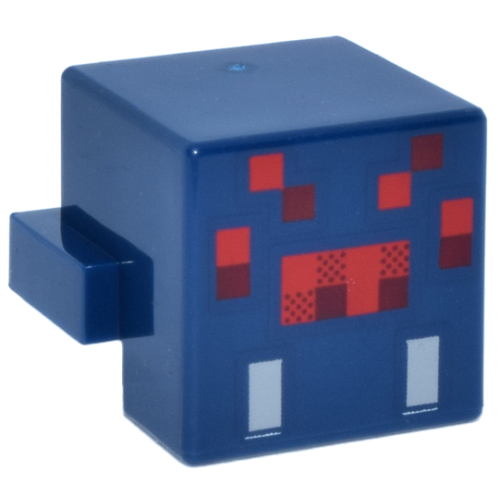 Деталь LEGO 19727pb018 Creature Head Pixelated with Red and Dark Red Face and Light Bluish Gray Fangs Pattern (Minecraft Spider) - Dark Blue