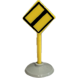 Road Sign with Post, Diamond with Black Border End of Major Road Pattern, Type 1 Base Road Sign with Post, Diamond with Black Border End of Major Road Pattern, Type 1 Base