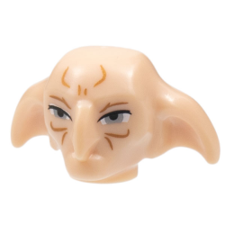 Minifigure, Head, Modified Kreacher with Dark Orange Contour Lines, Light Bluish Gray Eyes Pattern