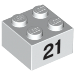 Brick 2 x 2 with Black Number 21 Pattern Brick 2 x 2 with Black Number 21 Pattern