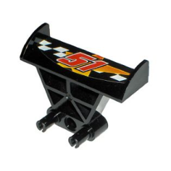 Vehicle, Spoiler 3 x 4 x 6 with Red '51' and Checkered Pattern (Sticker) - Set 8651 Vehicle, Spoiler 3 x 4 x 6 with Red '51' and Checkered Pattern (Sticker) - Set 8651