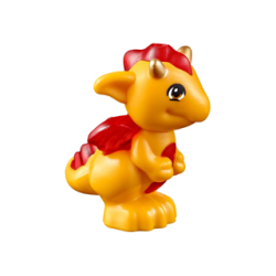 Dragon, Elves, Baby with Molded Trans-Red Stomach, Spines, and Wings and Printed Gold Horns Pattern (Spark) Dragon, Elves, Baby with Molded Trans-Red Stomach, Spines, and Wings and Printed Gold Horns Pattern (Spark)