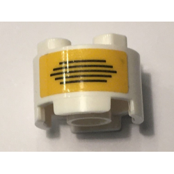 Brick, Round 2 x 2 with Axle Hole with Black Lines on Yellow Background Pattern (Sticker) - Set 10274