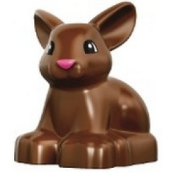 Duplo Bunny / Rabbit Head Turned Left with Eyes Top Semicircular and Dark Pink Nose Pattern Duplo Bunny / Rabbit Head Turned Left with Eyes Top Semicircular and Dark Pink Nose Pattern