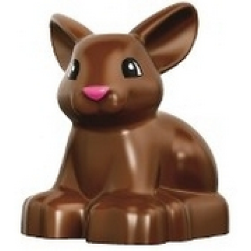 Деталь LEGO dupbunnypb01 Duplo Bunny / Rabbit Head Turned Left with Eyes Top Semicircular and Dark Pink Nose Pattern