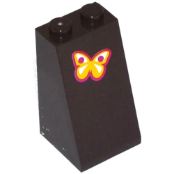 Slope 75 2 x 2 x 3 - Solid Studs with Yellow, White and Magenta Butterfly Pattern (Sticker) - Set 41059 Slope 75 2 x 2 x 3 - Solid Studs with Yellow, White and Magenta Butterfly Pattern (Sticker) - Set 41059