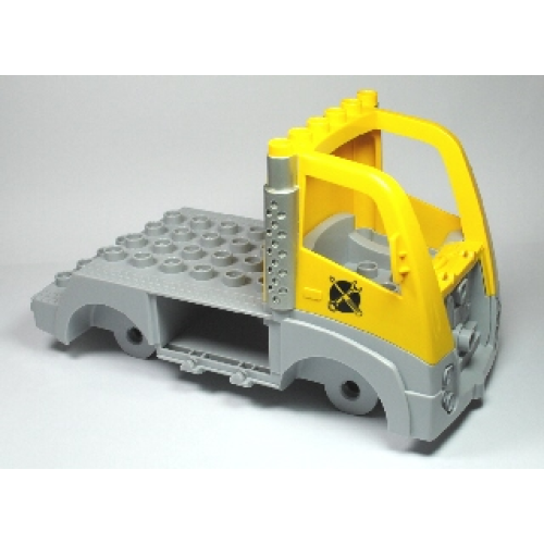 Деталь LEGO 85359c01pb01 Duplo, Toolo Truck Chassis Assembly with Flatbed and Yellow Cab