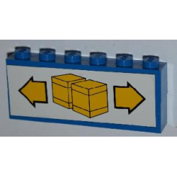 Stickered Assembly 6 x 1 x 2 with Boxes and Arrows Pattern (Sticker) - Sets 6377 / 6391 - 2 Brick 1 x 6 - Blue Stickered Assembly 6 x 1 x 2 with Boxes and Arrows Pattern (Sticker) - Sets 6377 / 6391 - 2 Brick 1 x 6 - Blue