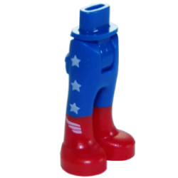 Mini Doll Hips and Trousers with Back Pockets with Red Boots and White Stars and Wings Pattern - Thick Hinge